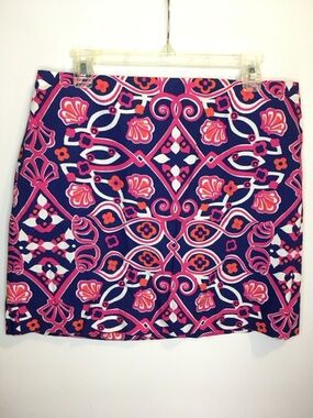 Vineyard Vines Navy Pink Shell Floral Geometric Mini Skirt -10-